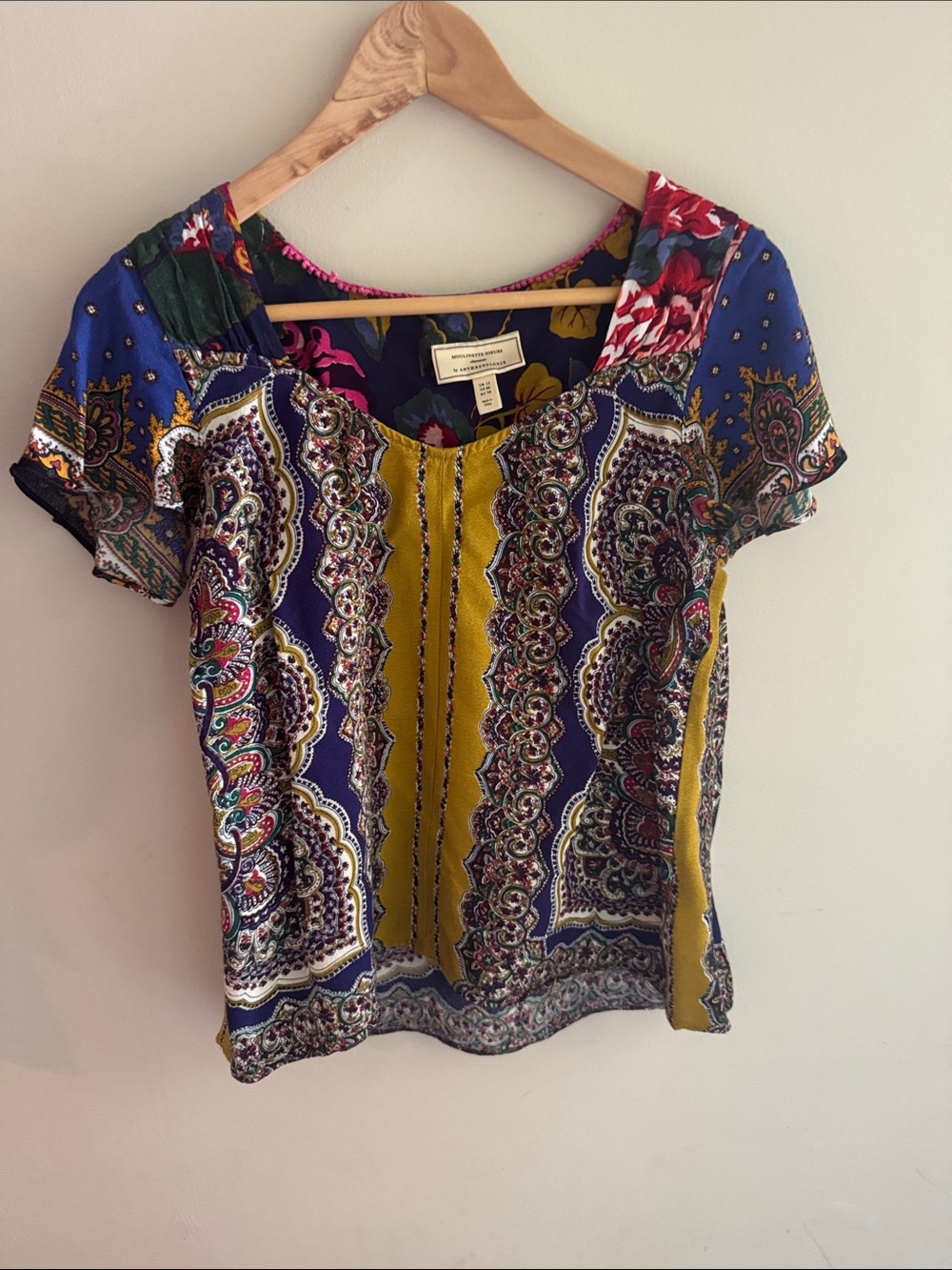 Moulinette Soeurs by Anthropologie Teresita Blouse Sz 8 Paisley Scarf Print